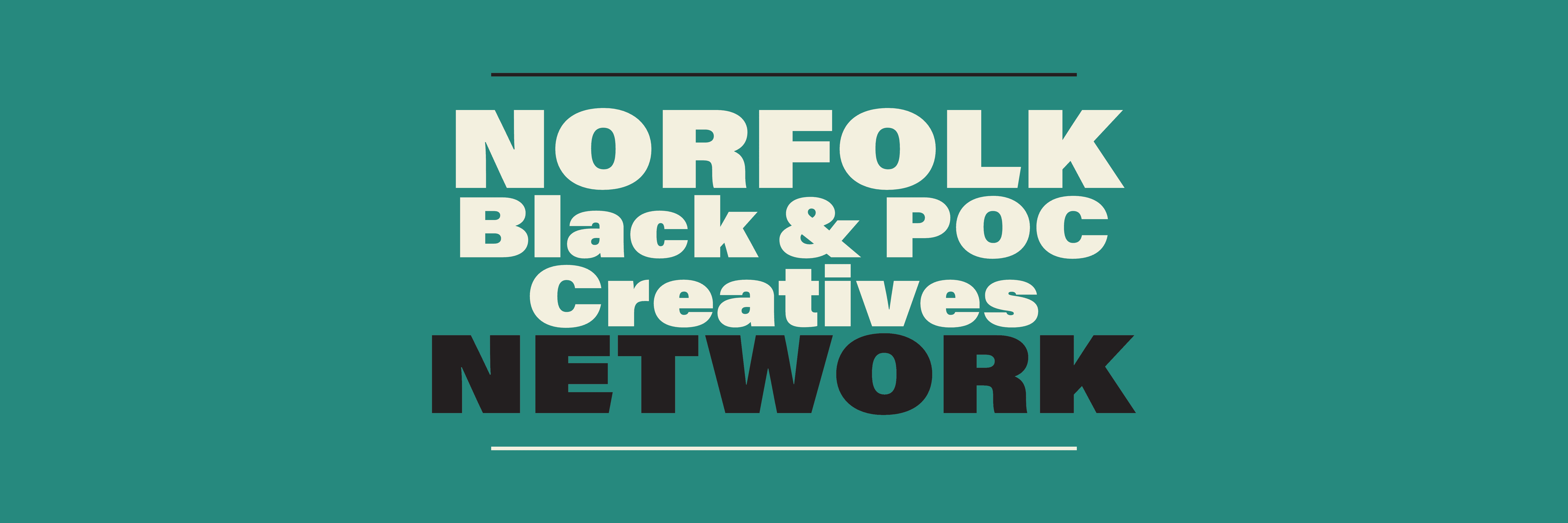 A rectangle logo with the words 'Norfolk black and POC creative network'